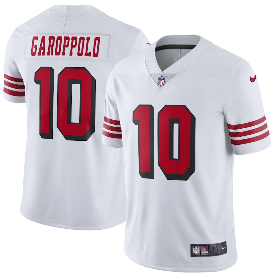 Men San Francisco 49ers 10 Jimmy Garoppolo Nike White Color Rush Vapor Untouchable Limited Player NFL Jersey
